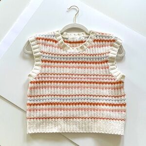 Altar’d State Crew Sweater Vest Crewneck Cropped Striped